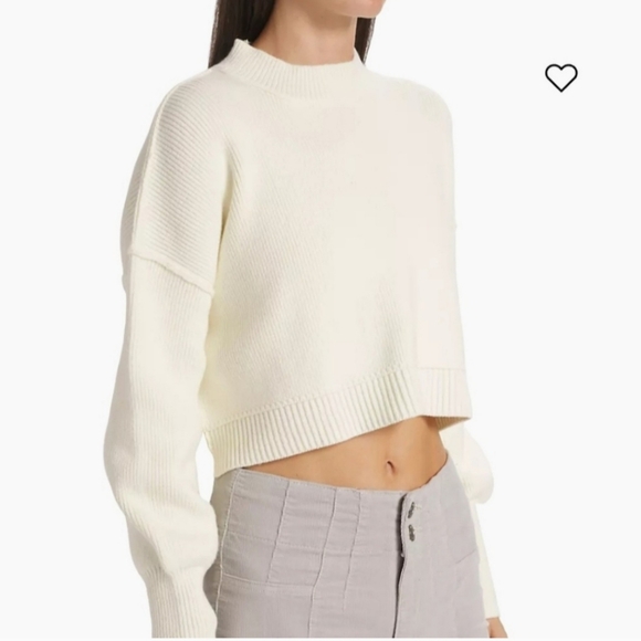 Free People Easy Street Crop Women's Cream Sweater - Picture 1 of 12